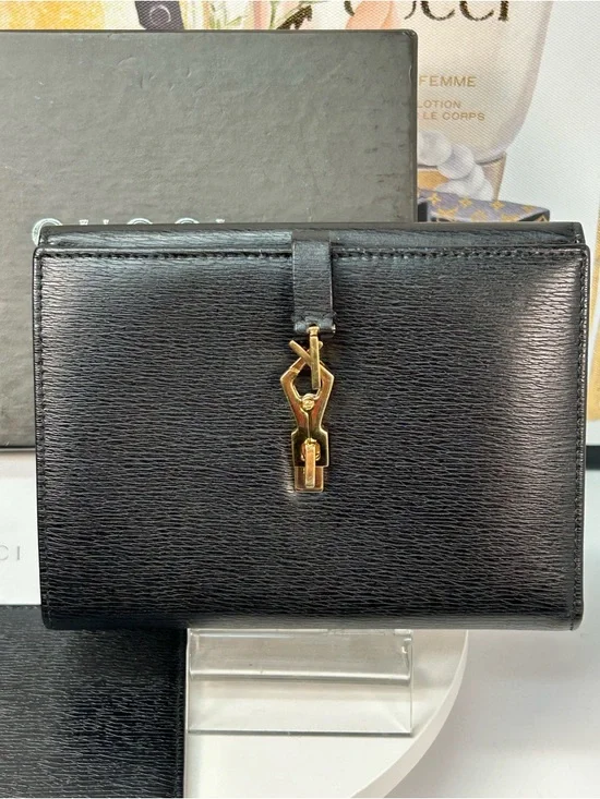 2-Pc GUCCI Jackie Black Leather Bifold Wallet with Checkbook 🖤 - Picture 12 of 17